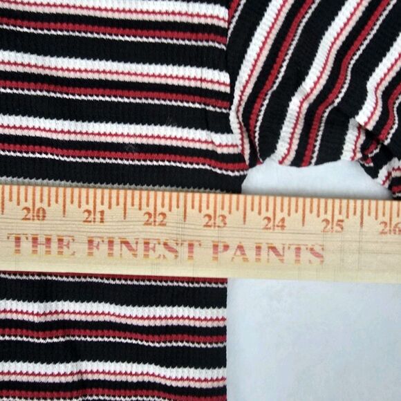 Long Sleeve Buttoned Down Crew Collar Shirt Women's XL Striped Knit Stretch - Picture 8 of 8